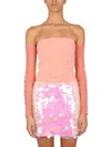 Helmut Lang Sheer Off-the-shoulder Top In Pink