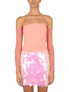 Helmut Lang Sheer Off-the-shoulder Top In Pink