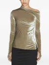 Helmut Lang Draped Velvet Top In Green