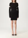 Helmut Lang Slashed Mini Dress Cut-out Sleeves In Black
