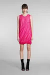 Helmut Lang Womens Gathered Above Knee Mini Dress In Fuxia