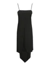 Helmut Lang Fitted Evening Dress With Scarf Hem Design In Black