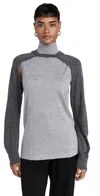 Helmut Lang Fine-knit Turtleneck Top With Detachable Shrug In Light Heather Grey/grey
