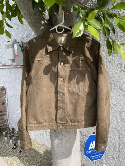 Pre-owned Helmut Lang Early 2000's Brown Vintage Sanded Denim Jacket