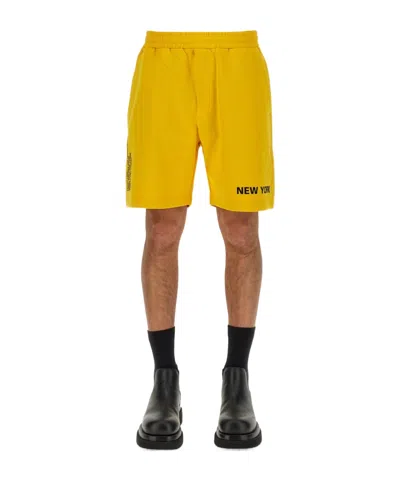 Helmut Lang Elastic Waist Shorts In Yellow