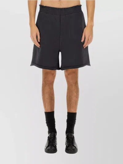 Helmut Lang Elastic Waistband Shorts With Side And Back Pockets In Black
