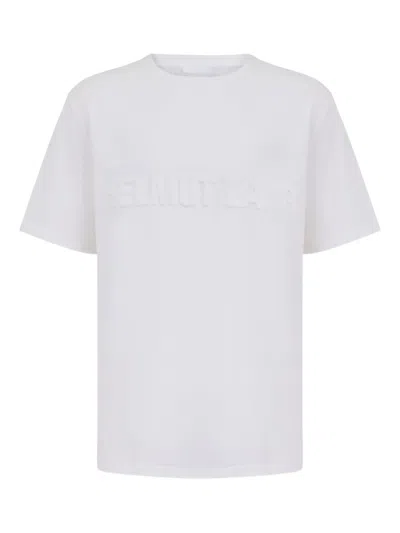 Helmut Lang Embossed-logo Cotton T-shirt In White