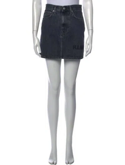 Pre-owned Helmut Lang Embroidered Accent Mini Skirt In Gray