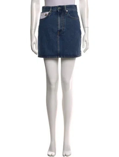 Pre-owned Helmut Lang Embroidered Accent Mini Skirt W/ Tags In Blue