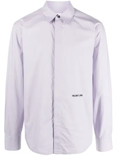 Helmut Lang Embroidered-logo Cotton Shirt In Lilac