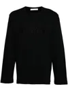 Helmut Lang Logo Crew Neck T-shirt Long Sleeves In Black