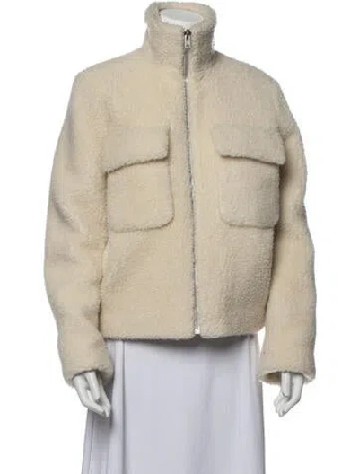 Pre-owned Helmut Lang Escorial Wool Faux Fur Jacket In Neutral