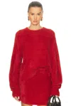 Helmut Lang Eyelash Crewneck Sweater In Red