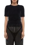 Helmut Lang Eyelash Faux Fur Crop Top In Black