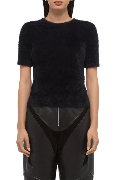 Helmut Lang Eyelash Faux Fur Crop Top In Black