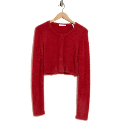 Helmut Lang Eyelash Knit Cropped Cardigan In Red