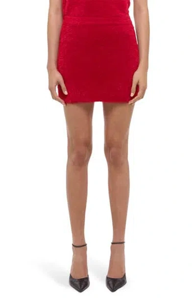 Helmut Lang Eyelash Miniskirt In Red