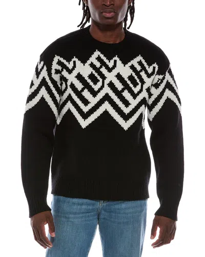 Helmut Lang Fair Isle Wool-blend Crewneck Sweater In Black