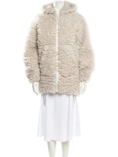 Pre-owned Helmut Lang Faux Fur Coat In Neutral