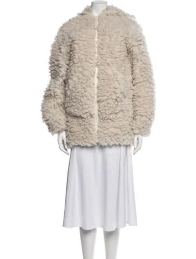 Pre-owned Helmut Lang Faux Fur Coat In Neutrals