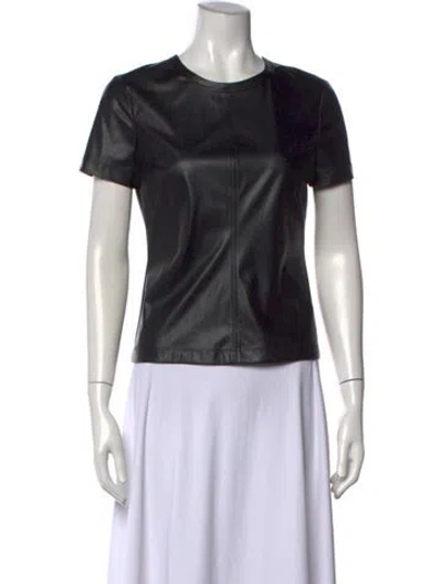 Pre-owned Helmut Lang Faux Leather Crew Neck T-shirt In Black