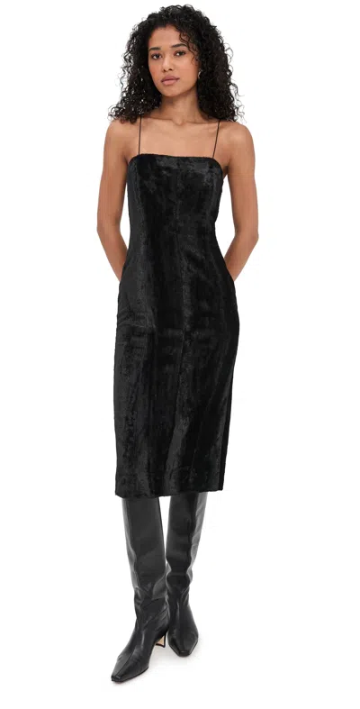 Helmut Lang Sleeveless Faux Pony Midi Dress In Black