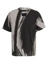 Helmut Lang Cotton Brushstroke Print T-shirt In Gray