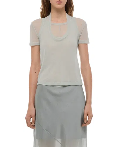 Helmut Lang Fine Mesh Layered Tee In Gray
