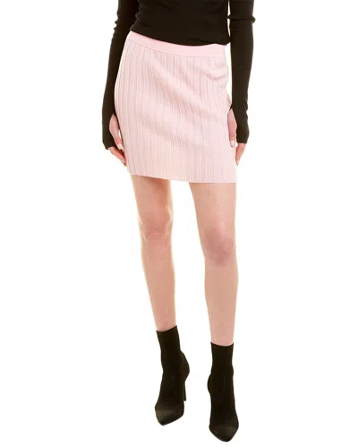 Helmut Lang Fine Rib Wool Mini Skirt In Pink