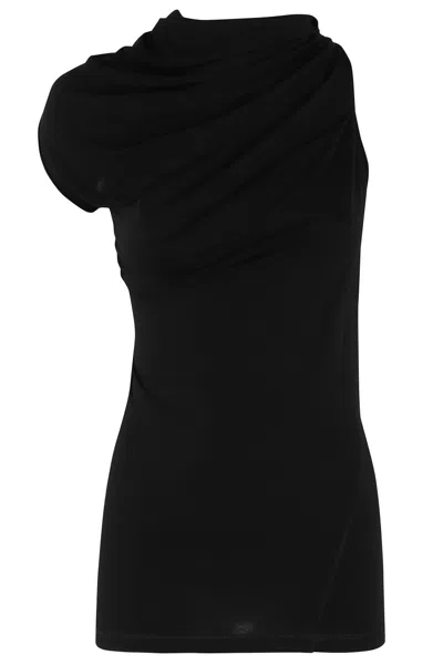 Helmut Lang Fitted Black Jersey Top
