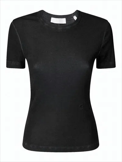 HELMUT LANG FITTED BLACK SHORT-SLEEVE T-SHIRT WITH SUBTLE SEAM DETAIL