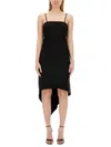 Helmut Lang Fitted Evening Dress With Scarf Hem Design In Black