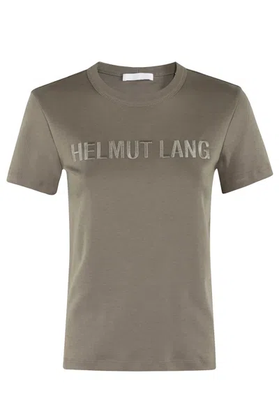 Helmut Lang Fitted Olive Green Cotton Stretch Tee