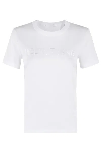 Helmut Lang Fitted Ribbed Cotton Tee With Tone-on-tone Logo