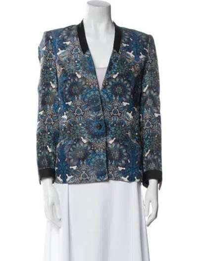Pre-owned Helmut Lang Floral Print Evening Jacket In Blue