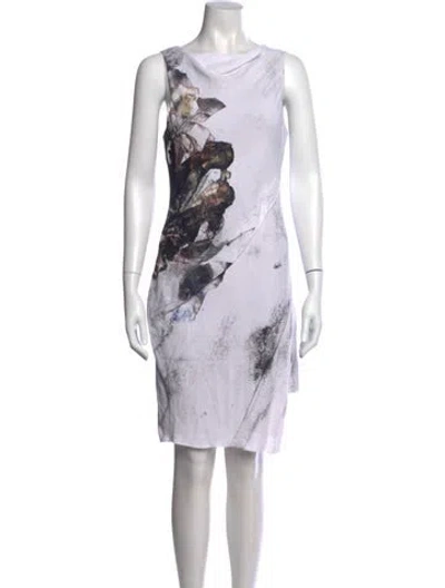 Pre-owned Helmut Lang Floral Print Knee-length Dress In White