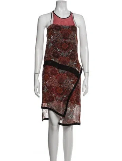 Pre-owned Helmut Lang Floral Print Midi Length Dress In Red