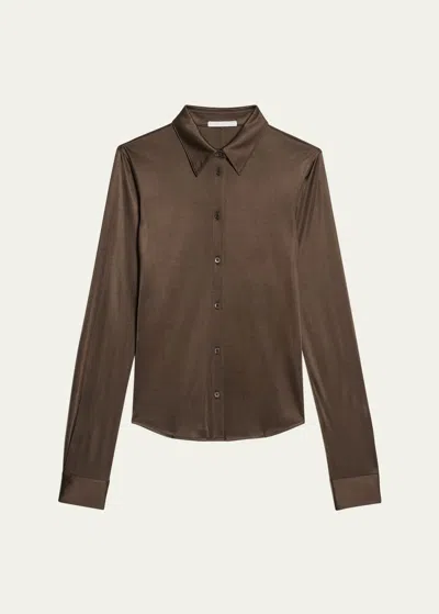 Helmut Lang Fluid Button-front Shirt In Mshroom