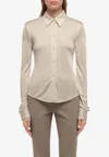 Helmut Lang Fluid Button-front Shirt In Sand