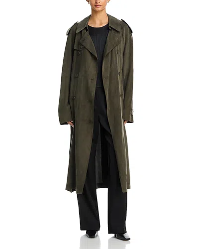 Helmut Lang Fluid Double Breasted Trench Coat In Green