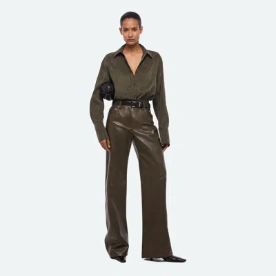 Helmut Lang Fluid Drape Shirt In Dark Moss