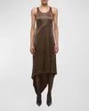 Helmut Lang Jersey Scarf Hem Tank Dress In Mushroom