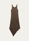 Helmut Lang Jersey Scarf Hem Tank Dress In Mushroom