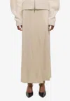 Helmut Lang Fluid Maxi Wrap Skirt In Beige