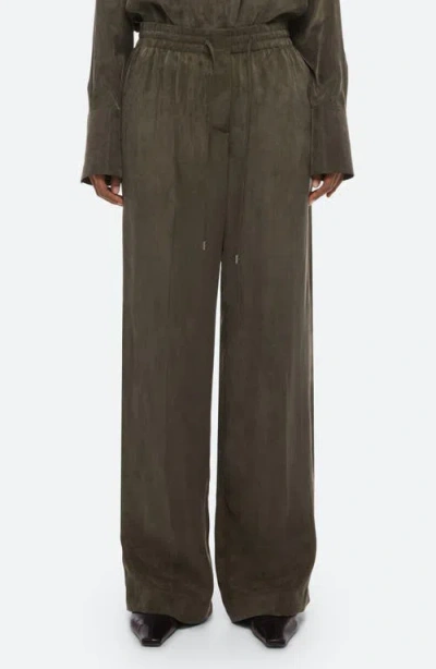 Helmut Lang Fluid Microsuede Drawstring Pants In Green