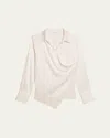 Helmut Lang Fluid-satin Relaxed Wrap Shirt In Ivory