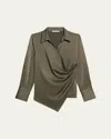 Helmut Lang Relaxed Wrap Shirt In Olv