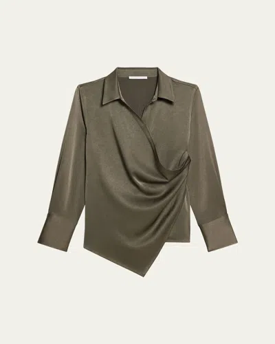HELMUT LANG FLUID-SATIN RELAXED WRAP SHIRT