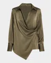 Helmut Lang Relaxed Wrap Shirt In Olv