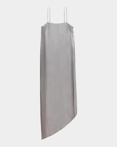 Helmut Lang Fluid Satin Slip Dress In Gray